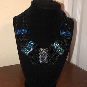 Black green & blue statement necklace